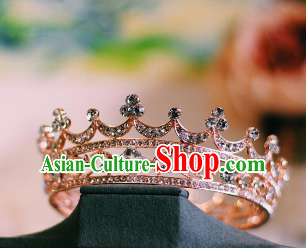 Handmade Women Jewelry Accessories European Princess Headwear Wedding Luxury Round Royal Crown Baroque Zircon Hair Clasp