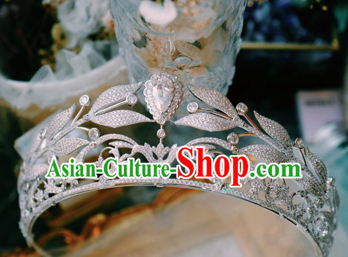 Handmade Wedding Luxury Royal Crown Baroque Zircon Hair Clasp Women Jewelry Accessories European Princess Headwear