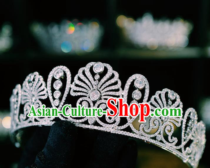 Handmade Baroque Bride Wedding Jewelry Accessories Women Royal Crown European Queen Zircon Headwear