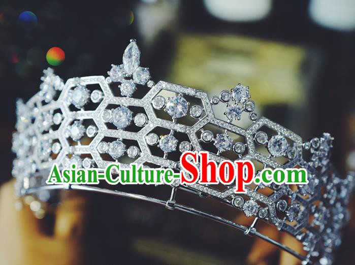 Top Baroque Queen Zircon Royal Crown Bride Headwear European Wedding Jewelry Accessories