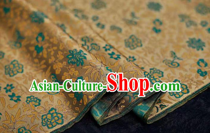 Chinese Classical Twine Chrysanthemum Pattern Design Brown Song Brocade Fabric Asian Traditional Silk Material