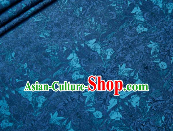Chinese Classical Grass Pattern Design Peacock Green Su Brocade Fabric Asian Traditional Silk Material