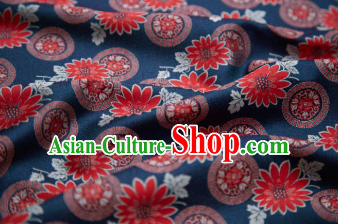 Chinese Classical Sunflowers Pattern Design Navy Song Brocade Fabric Asian Traditional Silk Material