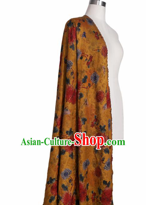 Chinese Classical Chrysanthemum Pattern Design Ginger Mulberry Silk Fabric Asian Traditional Cheongsam Silk Material