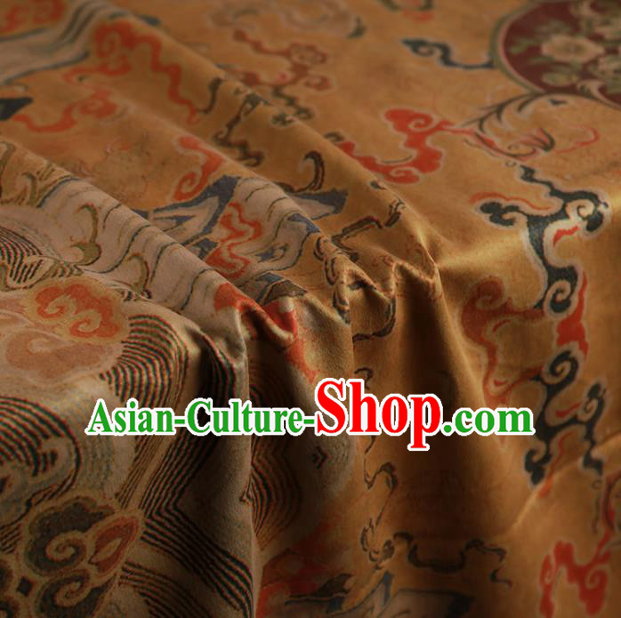 Chinese Classical Cloud Pattern Design Ginger Mulberry Silk Fabric Asian Traditional Cheongsam Silk Material
