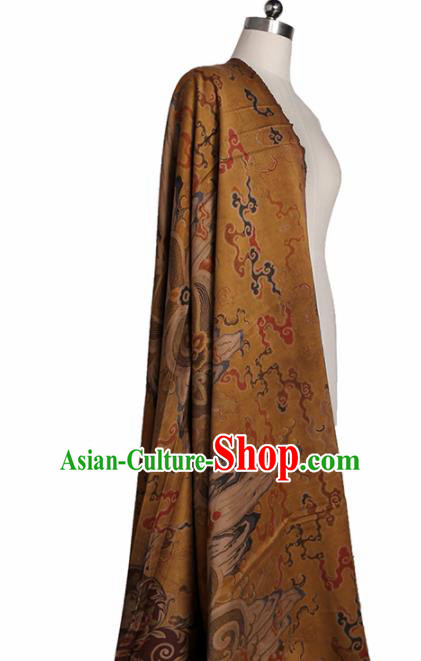 Chinese Classical Cloud Pattern Design Ginger Mulberry Silk Fabric Asian Traditional Cheongsam Silk Material