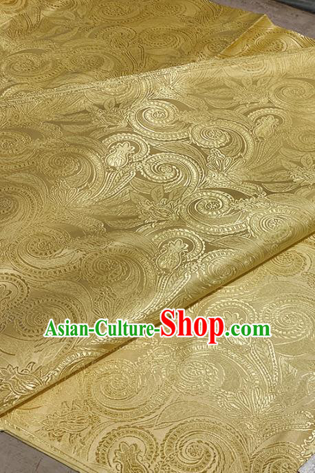 Chinese Classical Royal Conch Pattern Design Golden Brocade Fabric Asian Traditional Satin Tang Suit Silk Material