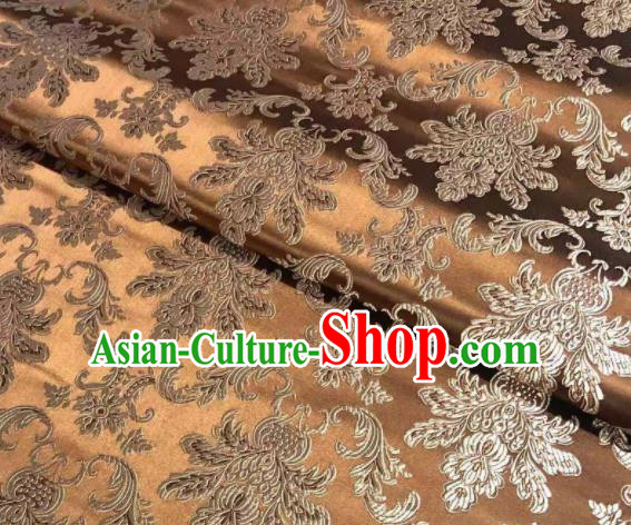 Chinese Classical Royal Pattern Design Brown Brocade Fabric Asian Traditional Satin Tang Suit Silk Material