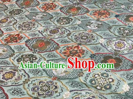 Japanese Kimono Classical Pattern Design Light Green Brocade Fabric Asian Traditional Satin Silk Material