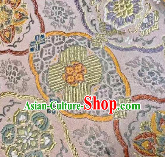Japanese Kimono Classical Pattern Design Pink Brocade Fabric Asian Traditional Satin Silk Material