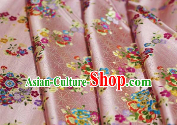 Chinese Classical Flowers Bouquet Pattern Design Deep Pink Brocade Fabric Asian Traditional Satin Silk Material