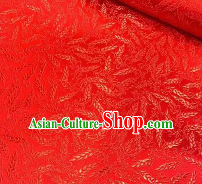 Chinese Classical Wheat Pattern Design Red Brocade Fabric Asian Traditional Satin Silk Material