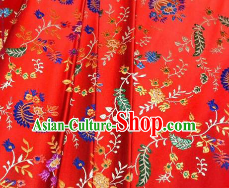 Chinese Classical Chrysanthemum Pattern Design Red Brocade Fabric Asian Traditional Satin Silk Material