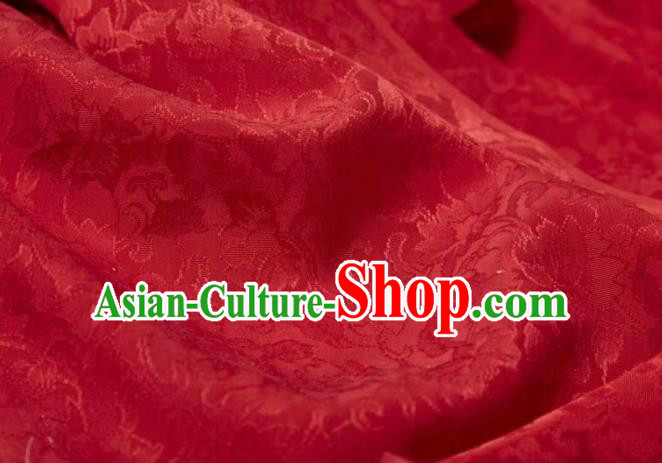 Chinese Classical Peony Pattern Design Red Silk Fabric Asian Traditional Cheongsam Brocade Material