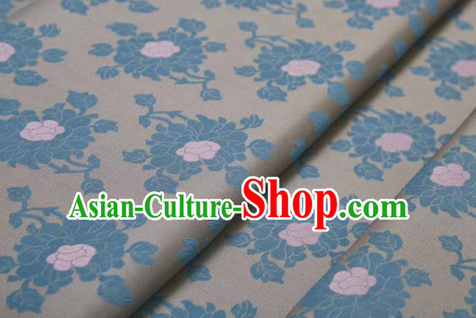 Chinese Classical Flowers Pattern Design Grey Silk Fabric Asian Traditional Cheongsam Brocade Material