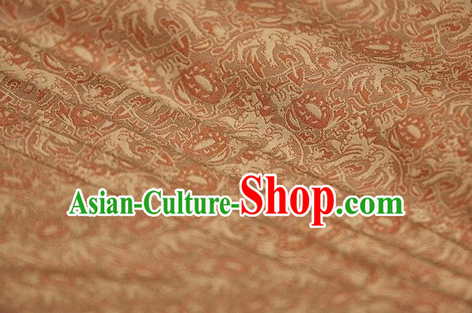 Chinese Classical Pattern Design Orange Silk Fabric Asian Traditional Cheongsam Brocade Material