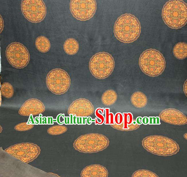 Asian Chinese Traditional Round Pattern Design Black Gambiered Guangdong Gauze Fabric Silk Material