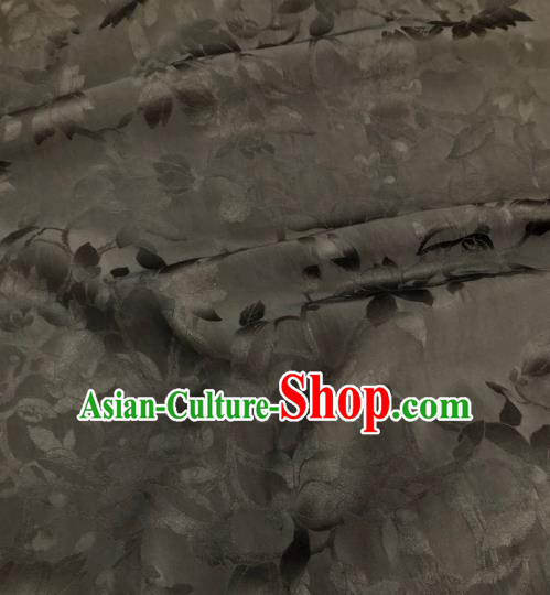 Asian Chinese Traditional Yulan Magnolia Pattern Design Black Gambiered Guangdong Gauze Fabric Silk Material