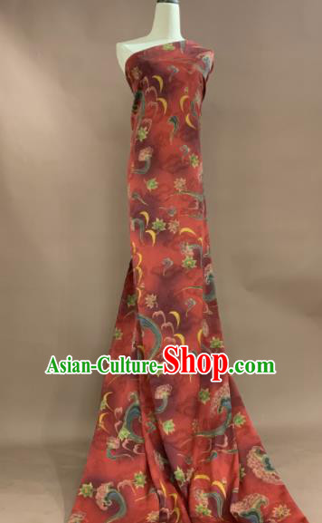Asian Chinese Traditional Pattern Design Red Gambiered Guangdong Gauze Fabric Silk Material