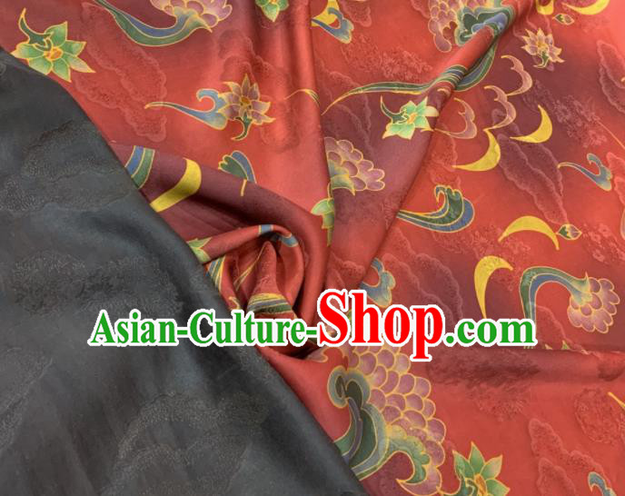 Asian Chinese Traditional Pattern Design Red Gambiered Guangdong Gauze Fabric Silk Material