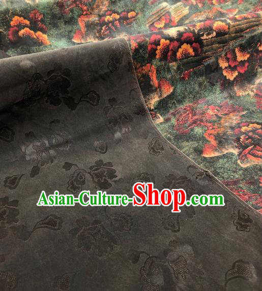 Asian Chinese Traditional Pattern Design Atrovirens Gambiered Guangdong Gauze Fabric Silk Material