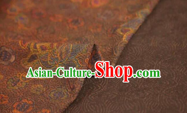 Asian Chinese Traditional Lotus Pattern Design Brown Gambiered Guangdong Gauze Fabric Silk Material
