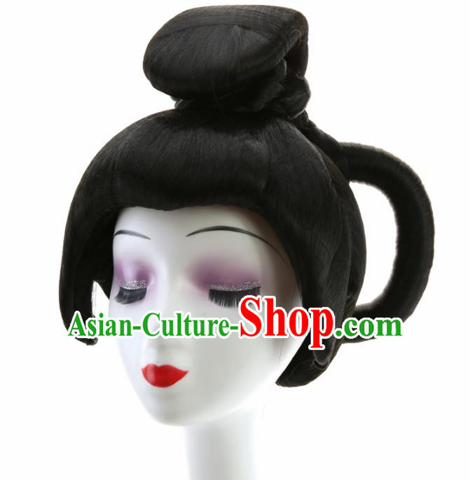 Chinese Classical Dance Wigs Hair Accessories Ancient Imperial Concubine Chignon for Women