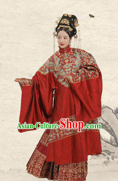 Chinese Ancient Court Queen Wedding Embroidered Dress Traditional Ming Dynasty Empress Costumes for Women