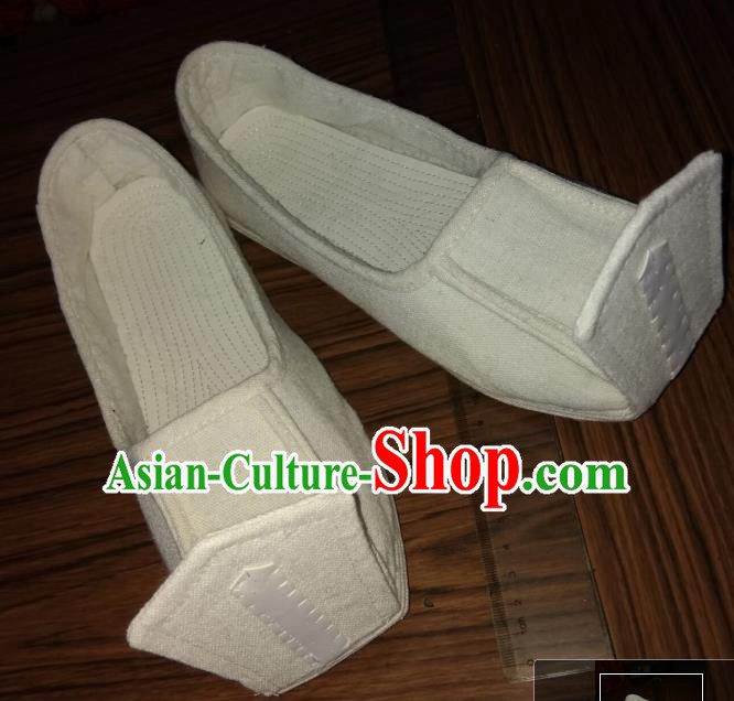 Chinese Kung Fu Shoes White Linen Shoes Traditional Hanfu Shoes Opera Shoes for Men