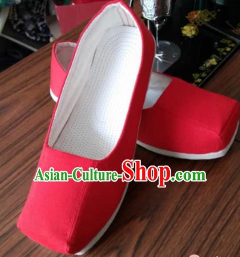 Chinese Kung Fu Shoes Red Shoes Traditional Hanfu Shoes Opera Shoes for Men