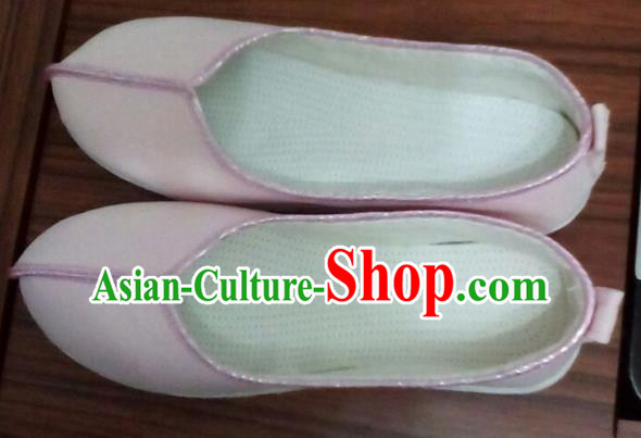 Chinese Traditional Handmade Light Pink Cloth Shoes Opera Shoes Hanfu Shoes Ancient Princess Shoes for Women