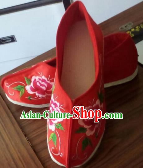 Chinese Traditional Embroidered Red Shoes Opera Shoes Hanfu Shoes Ancient Princess Shoes for Women