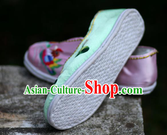 Chinese Traditional National Embroidered Mandarin Duck Lotus Shoes Hanfu Shoes for Women