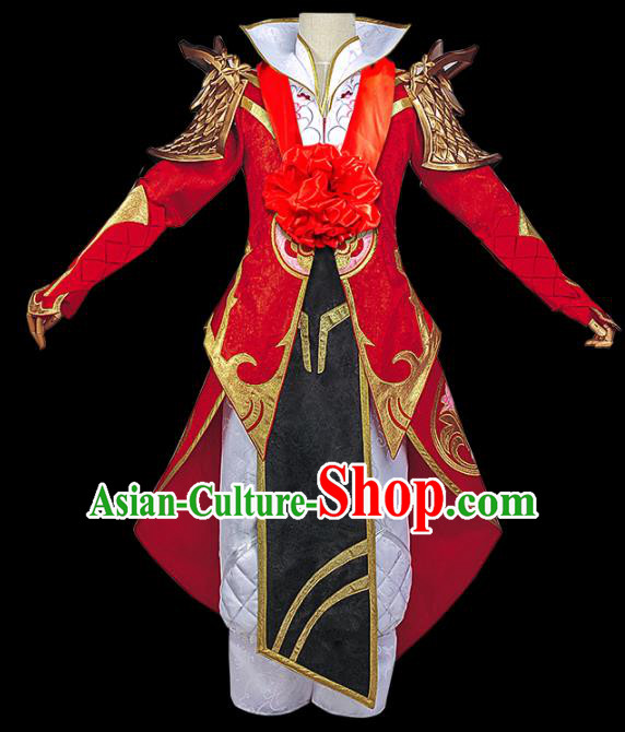 Chinese Cosplay Swordsman Wedding Red Hanfu Clothing Traditional Ancient Knight Costume for Men