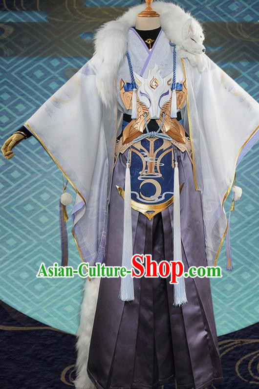 Chinese Cosplay King Swordsman Grey Hanfu Cloting Traditional Ancient Knight Costume for Men