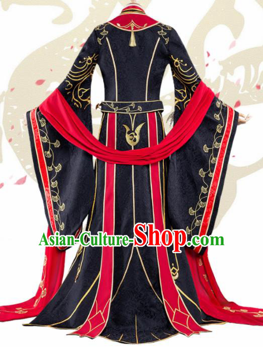 Chinese Cosplay King Swordsman Black Hanfu Clothing Traditional Ancient Knight Costume for Men
