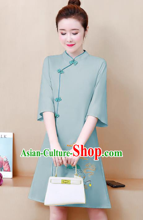 Chinese Traditional Embroidered Cheongsam Costume China National Qipao Dress for Women