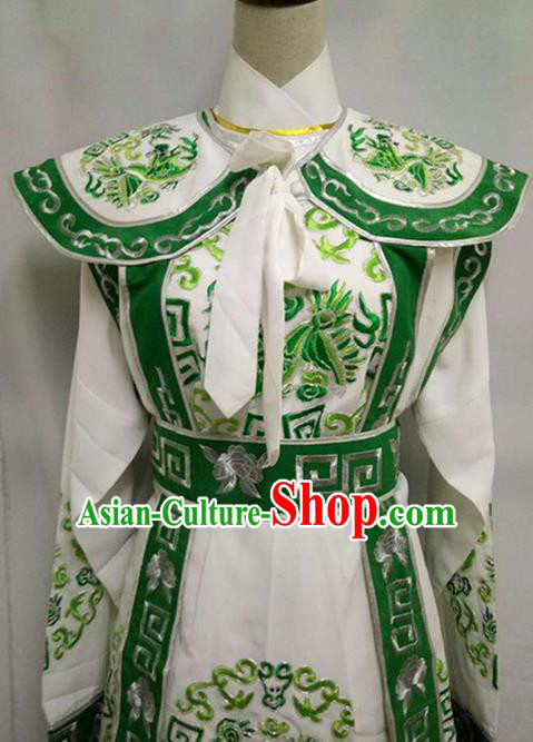 Chinese Traditional Peking Opera Takefu Embroidered Green Costume Handmade Ancient Swordsman Clothing for Men