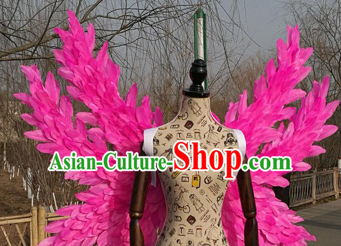 Professional Halloween Stage Show Pink Feather Butterfly Wings Brazilian Carnival Catwalks Prop for Women