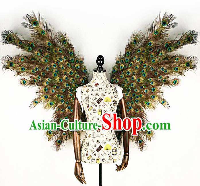 Professional Halloween Stage Show Peacock Feather Angel Wings Brazilian Carnival Catwalks Prop for Women