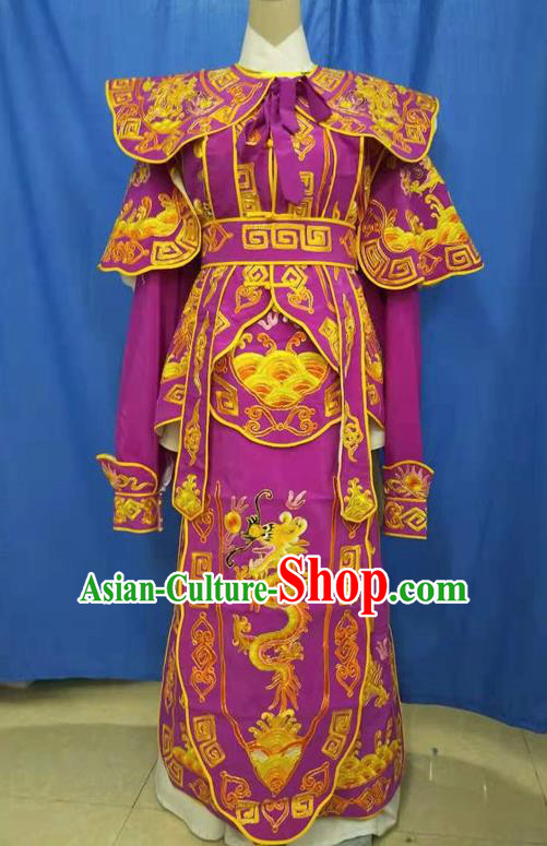 Chinese Traditional Peking Opera Takefu Embroidered Purple Kao Costume Handmade Ancient Swordsman Clothing for Men