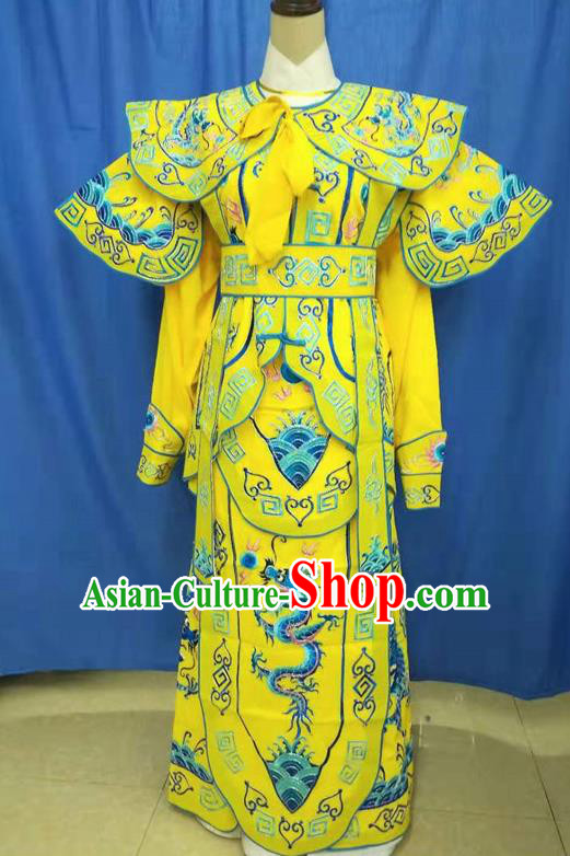 Chinese Traditional Peking Opera Takefu Embroidered Blue Dragon Kao Costume Handmade Ancient Swordsman Clothing for Men