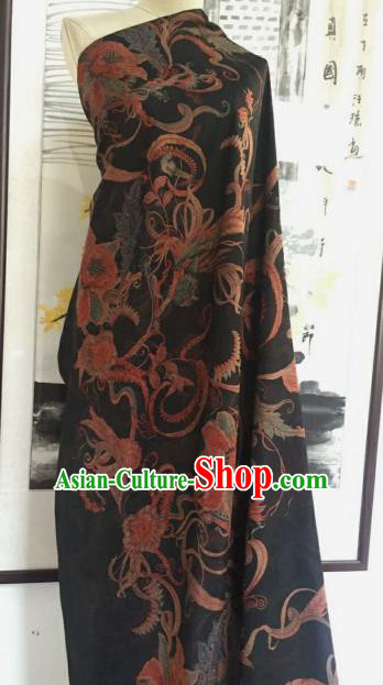 Asian Chinese Traditional Vine Pattern Design Atrovirens Gambiered Guangdong Gauze Fabric Silk Material