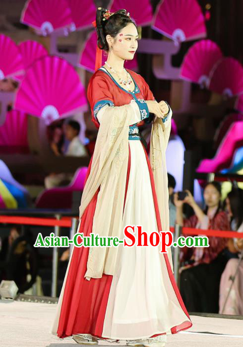 Chinese Ancient Drama Flying Apsaras Goddess Dance Hanfu Dress Traditional Tang Dynasty Palace Princess Costumes for Women