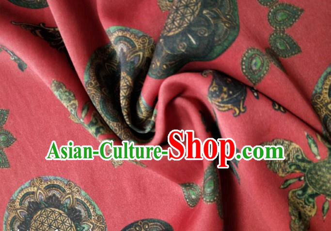 Asian Chinese Traditional Pattern Design Red Gambiered Guangdong Gauze Fabric Silk Material