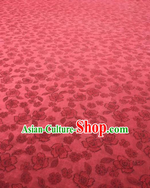 Asian Chinese Traditional Roses Pattern Design Red Gambiered Guangdong Gauze Fabric Silk Material