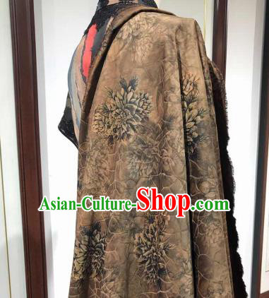 Asian Chinese Traditional Flowers Pattern Design Grey Gambiered Guangdong Gauze Fabric Silk Material