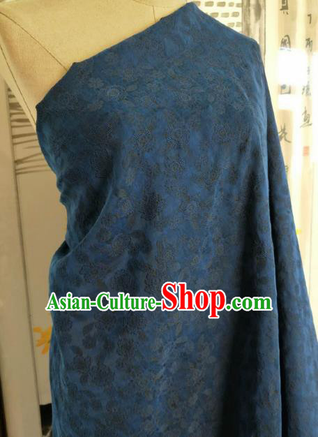 Asian Chinese Traditional Roses Pattern Design Navy Gambiered Guangdong Gauze Fabric Silk Material