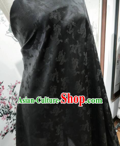 Asian Chinese Traditional Dragons Pattern Design Black Gambiered Guangdong Gauze Fabric Silk Material