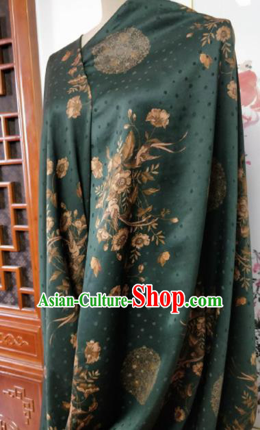 Asian Chinese Traditional Flowers Pattern Design Atrovirens Gambiered Guangdong Gauze Fabric Silk Material